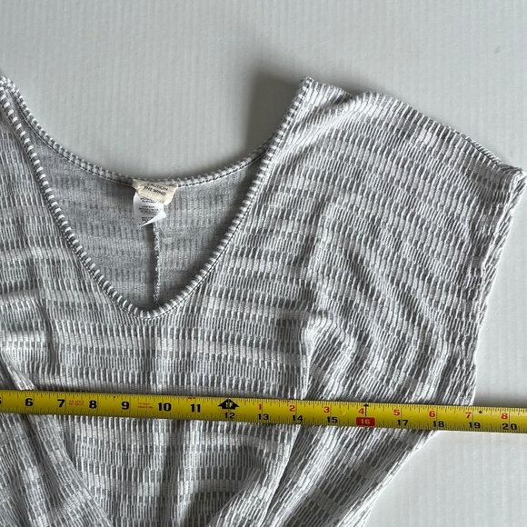 Caution To The Wind Sz L Jumpsuit Gray White Striped V Neck Stretch Soft - Picture 7 of 8